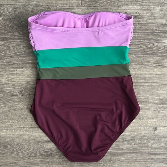 KATE SPADE One Piece Swimsuit XS Strapless Underwire Colorblock Beach Swimwear - Picture 6 of 8